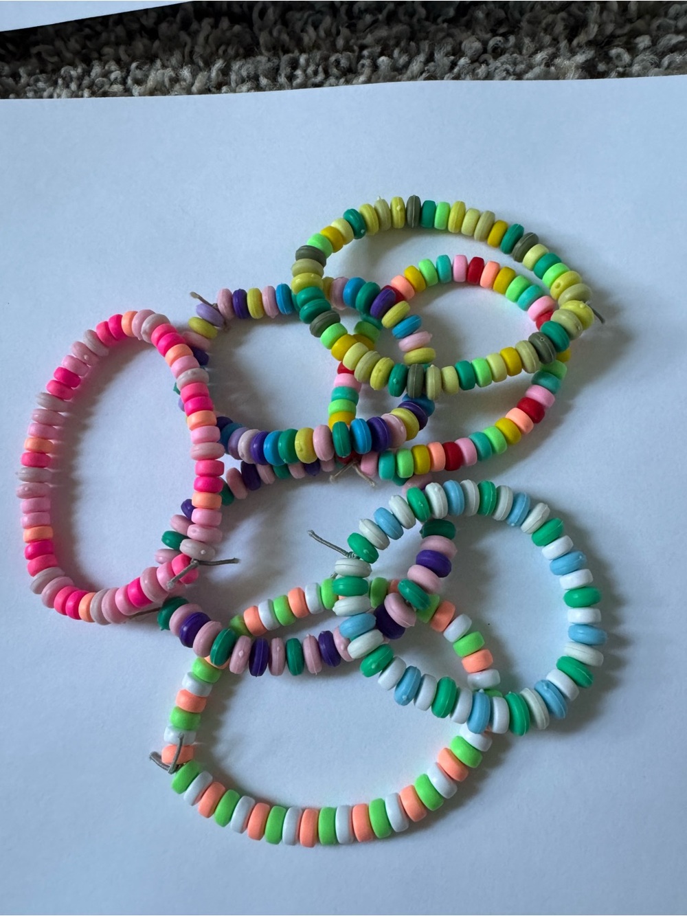 15 Colorful Beaded Stretch Bracelets - Multicolor Set